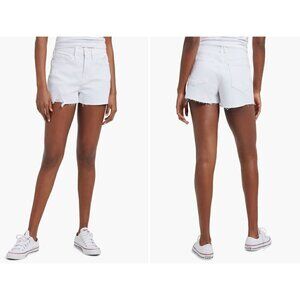 New Good American Size 16 Good '90s Ripped Raw Hem Denim Shorts White
